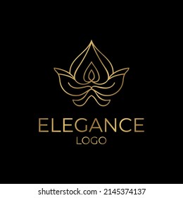 abstract elegant outline flower vector logo design element