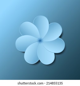 Abstract elegant paper flower on blue gradient background. Vector illustration EPS10.