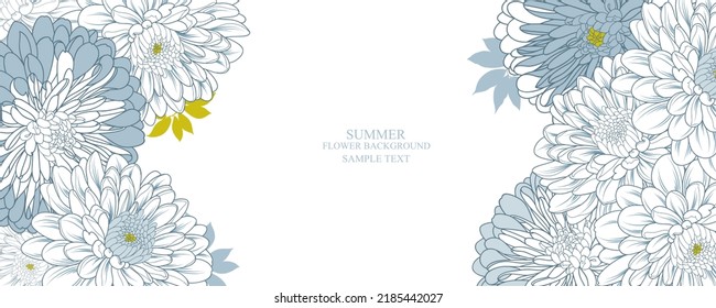 Abstract elegant  pattern with hand-drawn chrysanthemums flowers and leaves. Pattern for creating packaging, wallpaper, fabric.