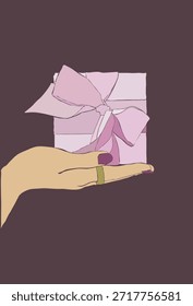 Abstract Elegant Pink Gift On The Woman Hand