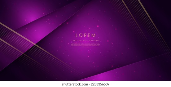 Resumen elegante fondo morado con línea dorada y efecto de iluminación brillante. Diseño de plantilla de lujo. Ilustración del vector