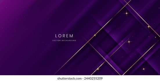 Fondo púrpura elegante abstracto con líneas doradas sobre fondo púrpura oscuro. Diseño de premio de plantilla de lujo. Ilustración de vector