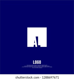 abstract elegant rectangular square shape with AL logo letters design concept