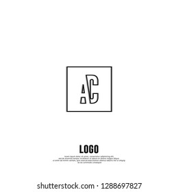 abstract elegant rectangular square shape with AC logo letters design concept
