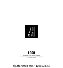 abstract elegant rectangular square shape with AH logo letters design concept
