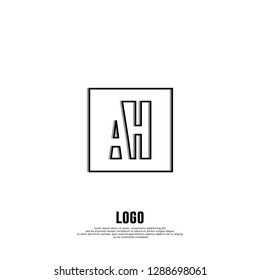 abstract elegant rectangular square shape with AH logo letters design concept