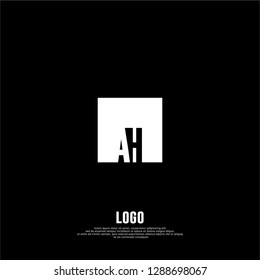 abstract elegant rectangular square shape with AH logo letters design concept