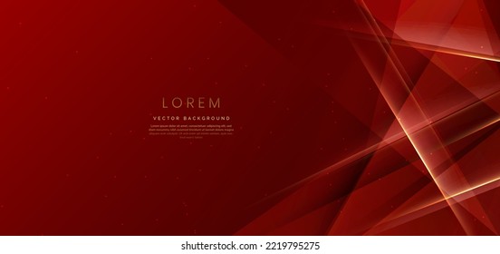 Abstract elegant red background with golden line and lighting effect sparkle. Luxury template design. Vector illustration