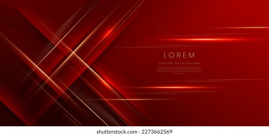 Abstract elegant red background with golden line and lighting effect sparkle. Luxury template award design. Vector illustration