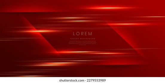 Resumen del elegante fondo rojo con línea dorada y efecto de iluminación brillante. Diseño de un premio de plantilla de lujo. Ilustración del vector