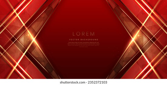 Resumen del elegante fondo rojo con línea dorada y efecto de iluminación. Diseño de un premio de plantilla de lujo. Ilustración del vector