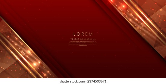 Resumen del elegante fondo rojo con línea dorada y efecto de iluminación brillante. Diseño de un premio de plantilla de lujo. Ilustración del vector