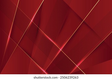 Abstract elegant red background with golden line and lighting effect sparkle. Luxury template award design
