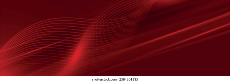 Abstract elegant red background with golden curved lines and lighting effect sparkle. Luxury template award design. Vector illustration