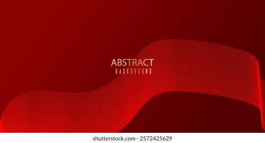 Abstract elegant red background with light curved lines . Luxury template award design. Vector illustration
