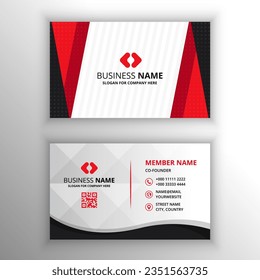 Abstract Elegant Red Business Card Template With Diagonal Shape, can be used for business designs, presentation designs or any suitable designs.
