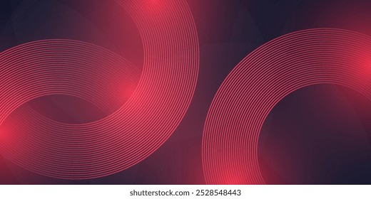 Abstract elegant red glowing circle with lighting effect sparkle on black background simple art
