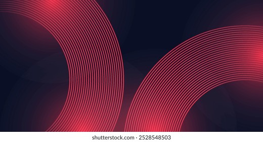 Abstrakter eleganter roter leuchtender Kreis mit Lichteffekt funkelt auf schwarzem Hintergrund einfache Kunst modern