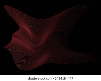 Abstract elegant red lines curved overlapping on dark black background. Template premium award design. Vector illustration, presentation background, futuristic backgrounds