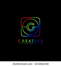 abstract elegant rounded square modern line G logo letter design concept. rounded square and circle in RGB colors gradient logotype. technology symbol illustration vector