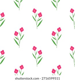 Abstract elegant seamless botanical pattern with floral background. Seamless floral pattern with bright flowers and green leaves
