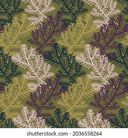 Abstract elegant seamless pattern of lined botanical floral motifs of plants and leaves. Perfect for textiles, sheets, surfaces, wallpapers, wrapping paper, decorations