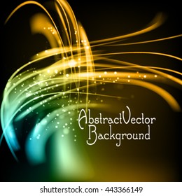 Abstract elegant shine background. Stylish dark vector frame with sparkling fibers
