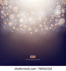 Abstract elegant shining dark background with bokeh, lights and fog background. Vector illustration