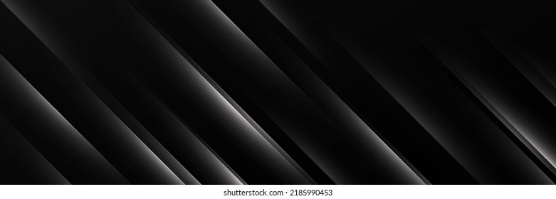 Abstract elegant shiny black and grey gradient diagonal stripes on black background. Modern luxury dynamic diagonal stripe lines texture design and shadow. Vector illustration
