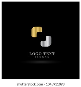 Abstract & Elegant Silver Gold Logo. Symbol & Icon Vector Template.