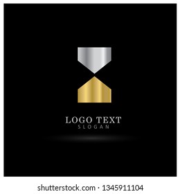 Abstract & Elegant Silver Gold Logo. Symbol & Icon Vector Template.