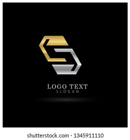 Abstract & Elegant Silver Gold Logo. Symbol & Icon Vector Template.