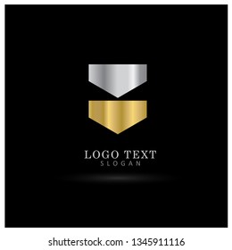 Abstract & Elegant Silver Gold Logo. Symbol & Icon Vector Template.