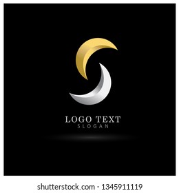Abstract & Elegant Silver Gold Logo. Symbol & Icon Vector Template.