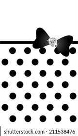 Abstract elegant and simple seamless polka dot pattern with black silk bow. black and white color design. can be use for wedding, anniversary celebration card. vector art image illustration background