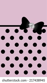 Abstract elegant and simple seamless polka dot pattern with black silk bow. purple and black color design. can b use for wedding, anniversary celebration card. vector art image illustration background