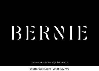 Abstract elegant stencil type alphabet display font vector. Luxury typeface