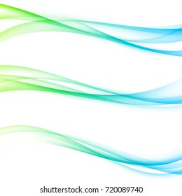 Abstract elegant swoosh line gradient divider set. Collection of Web smooth beautiful spring fresh bright headers footers. Vector illustration