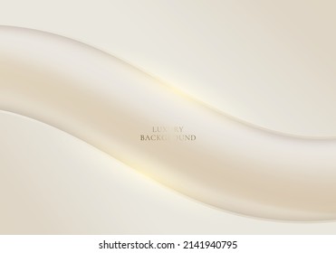 Abstract elegant template golden and brown wave shape with lighting sparking on clean background luxury style. Vector graphic illustration