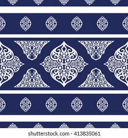abstract elegant traditional shape seamless pattern on blue background