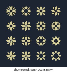 Abstract elegant tree leaf flower logo icon vector design set