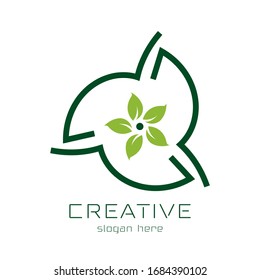 Abstract elegant tree leaf flower logo icon vector design. Universal creative premium symbol.