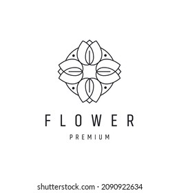 Resumen del diseño vectorial del logotipo de la flor de hoja de árbol elegante.