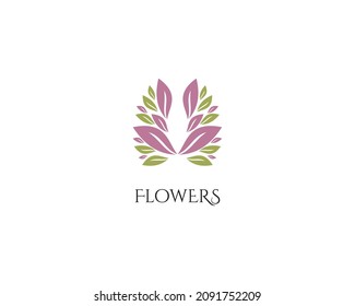 Abstract elegant tree leaf flower logo icon vector design. Universal creative premium symbol.