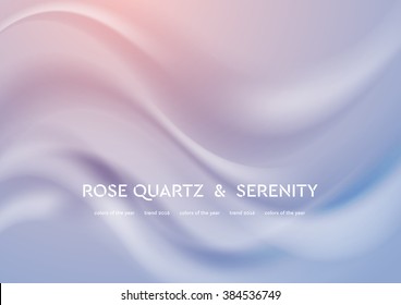 Abstract elegant vector illustration with smooth waves. Trend colors of the year 2016 rose quartz and serenity. Modern curves background