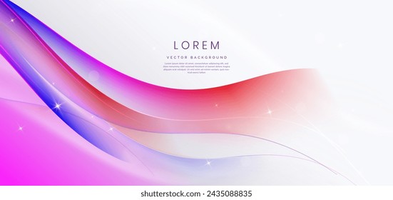 Abstract elegant white background with blue and pink dynamic wave lines and lighting effect. Vector illustration