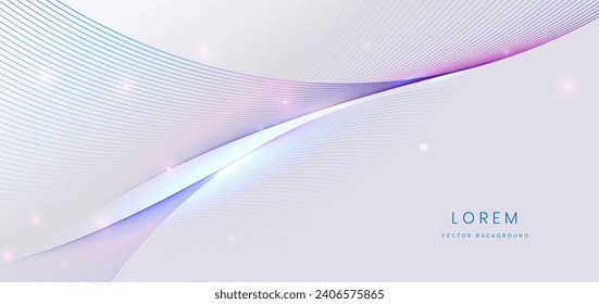 Abstract elegant white background with colorful dynamic wave lines and lighting effect. Vector illustration