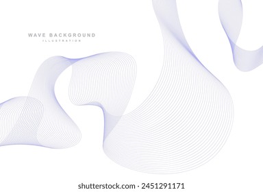 Abstract elegant white background with flowing blue lines waves