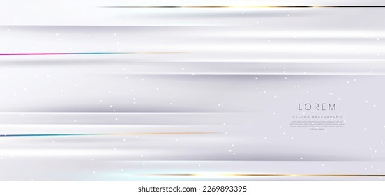 Abstract elegant white background with golden line and lighting effect sparkle. Luxury template design. Vector illustration