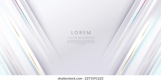 Abstract elegant white background with golden line and lighting effect sparkle. Luxury template design. Vector illustration